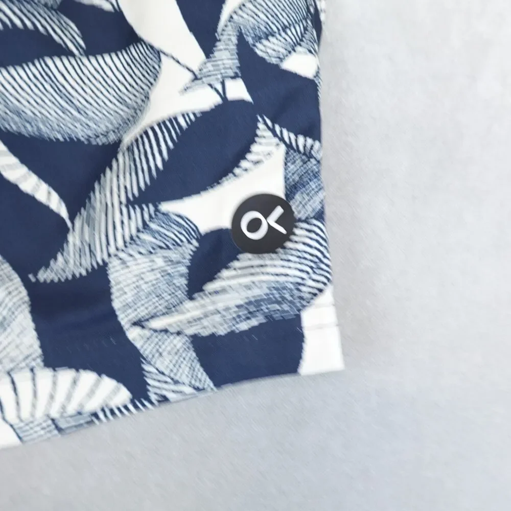 Outerknown Nomadic Volley Mens Medium Shorts Swim Trunks Indigo Floating Fauna